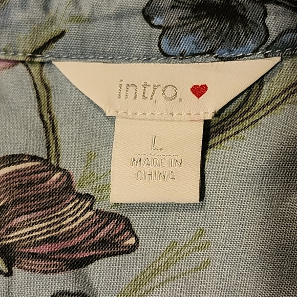 Intro 100% Lyocell Floral Button-Down Shirt Boho Cottagecore Soft Large - Picture 6 of 7